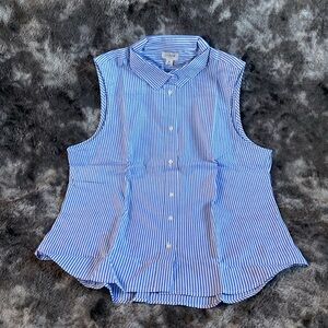 NWT J. Crew Sleeveless Button Down Blue & White Stripes